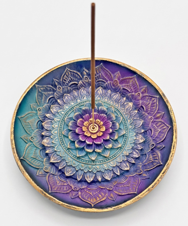 Colored Mandala Round Incense Burner